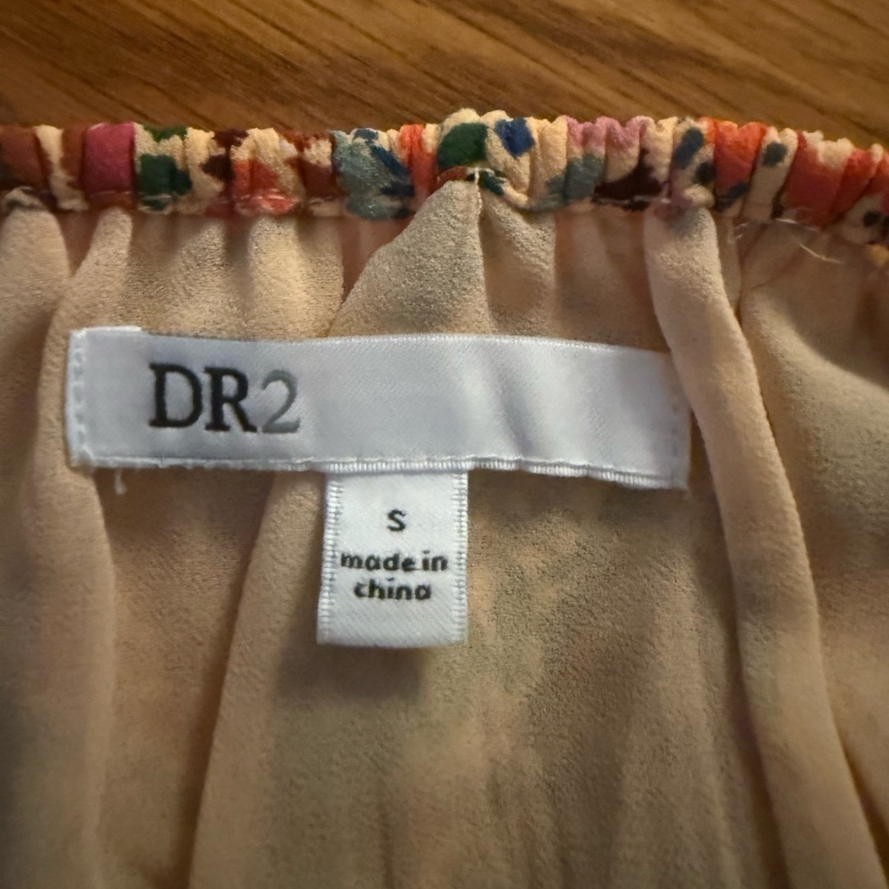 DR2 Women's Floral Peasant Blouse - Pink and Orange - Picture 2 of 3